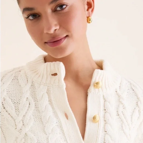 Tuckernuck Cream Cable-Knit Colette Cardigan Sweater - Picture 3 of 4